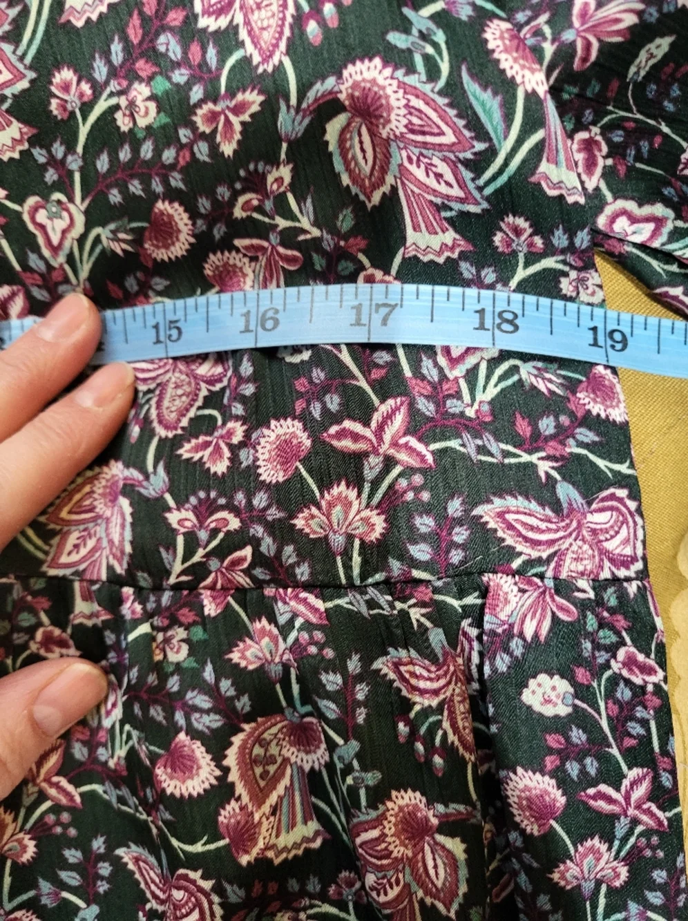 Floral Print Long Sleeve Tiered Mini Dress - Pink on Black - Picture 9 of 9